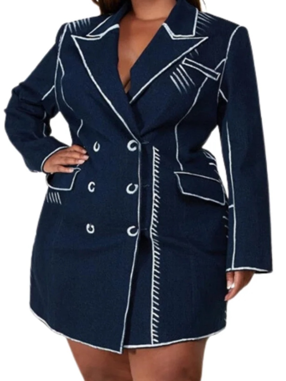 L’ATISTE by Amy Denim Blazer Dress / Longline Jacket – Size XL